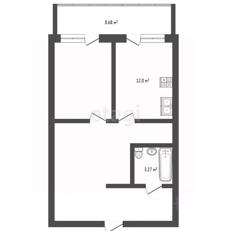 1-к кв. Ханты-Мансийский АО, Ханты-Мансийск ул. Гагарина, 35 (55.8 м) - Фото 2