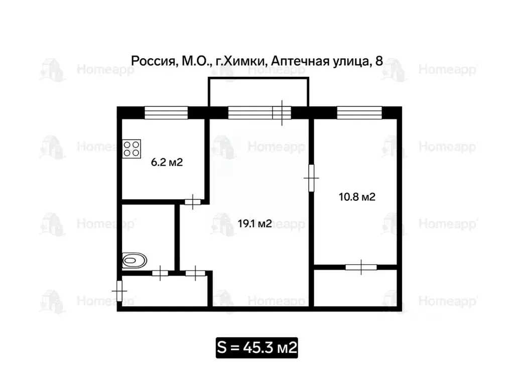 2-к кв. Московская область, Химки Аптечная ул., 8 (45.3 м) - Фото 1