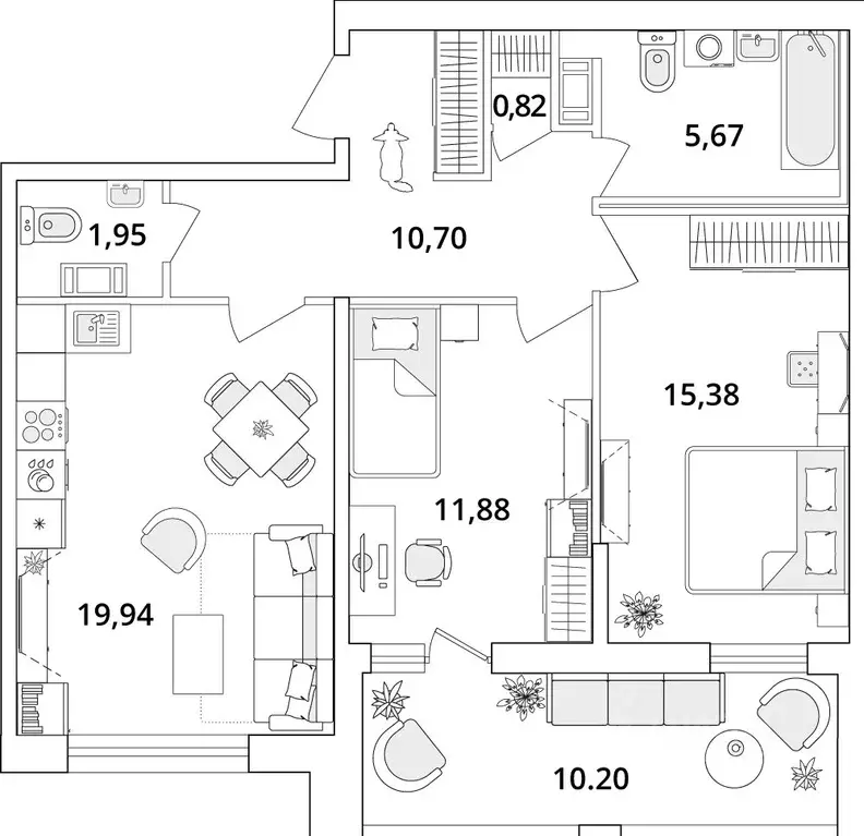 2-к кв. Санкт-Петербург Кубинская ул., 82к3с1 (71.8 м) - Фото 0