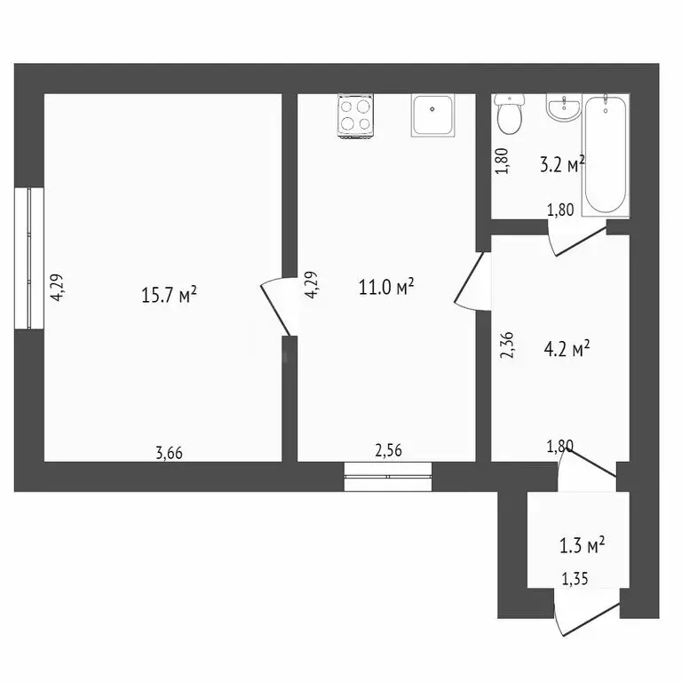 1-комнатная квартира: Заводоуковск, Каретный переулок, 5 (34 м) - Фото 0