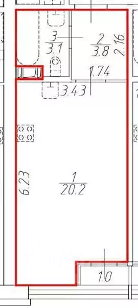 Студия Санкт-Петербург Планерная ул., 87к1 (27.1 м) - Фото 2