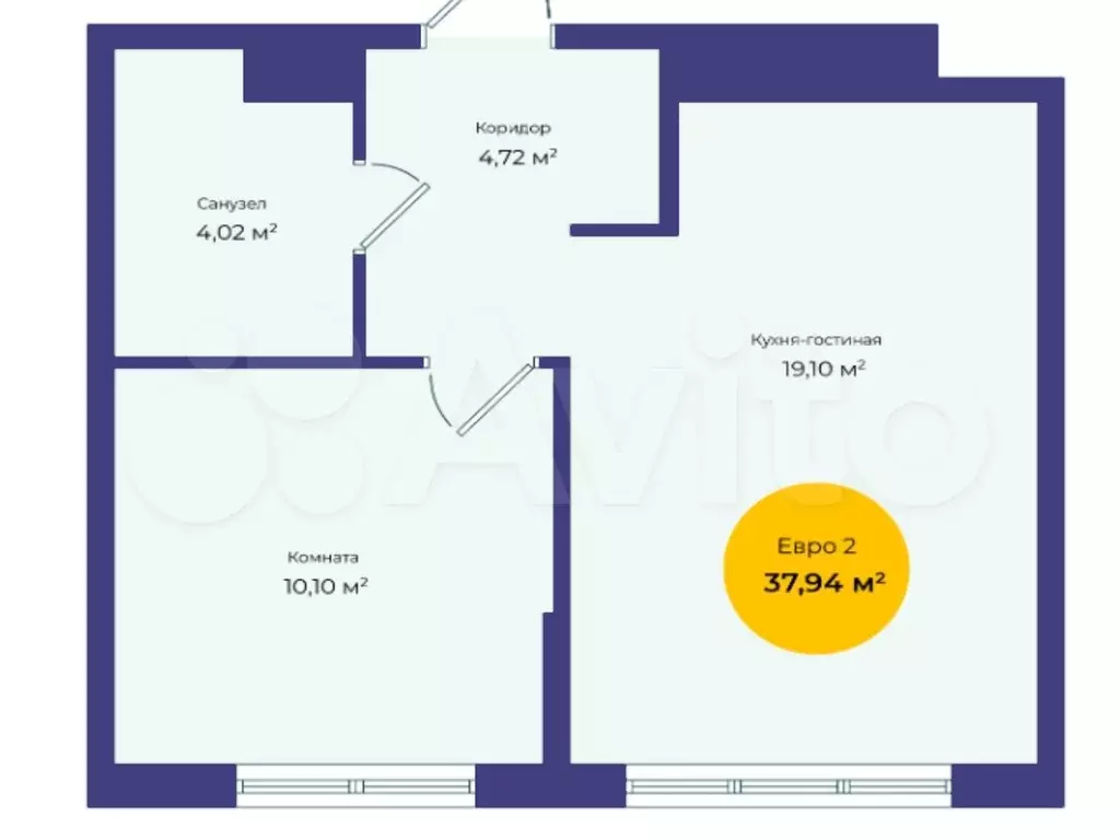 1-к. квартира, 37,9 м, 23/23 эт. - Фото 1