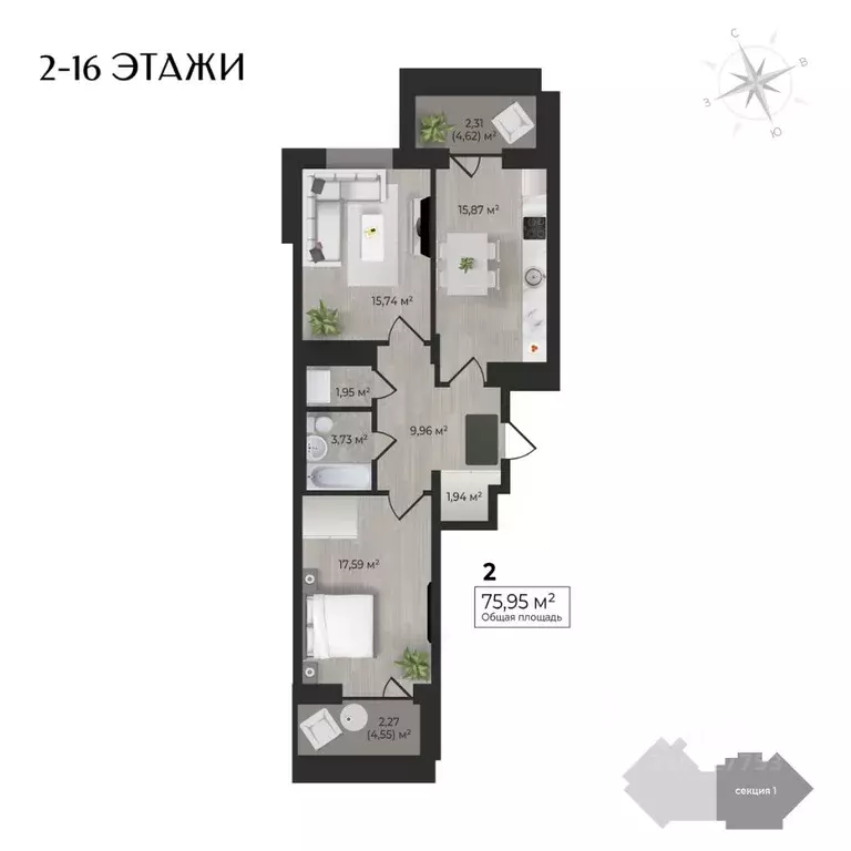 2-к кв. Удмуртия, Ижевск Камбарская ул., 3 (75.95 м) - Фото 0