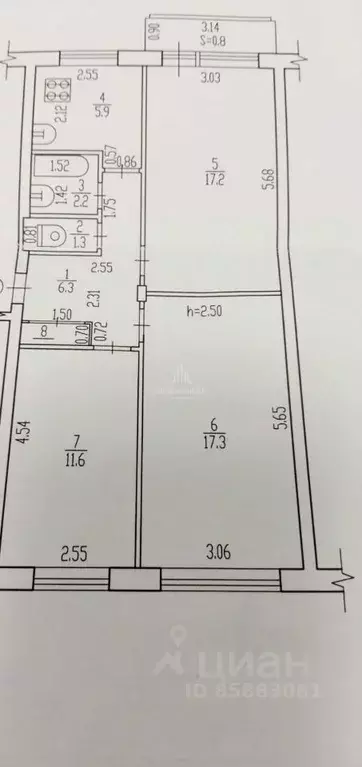 3-к кв. Брянская область, Брянск ул. Рылеева, 1 (63.0 м) - Фото 1