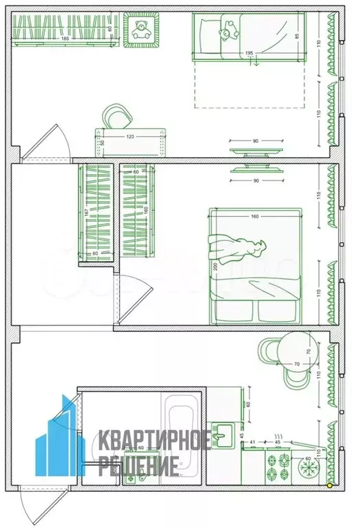 2-к. квартира, 45 м, 1/5 эт. - Фото 0