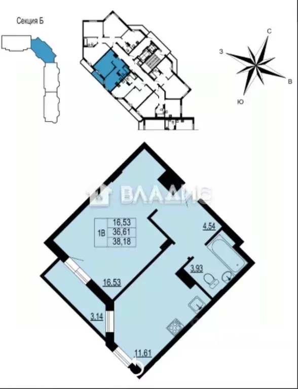 1-к кв. Владимирская область, Владимир ул. Родионовка, 6А (36.2 м) - Фото 1