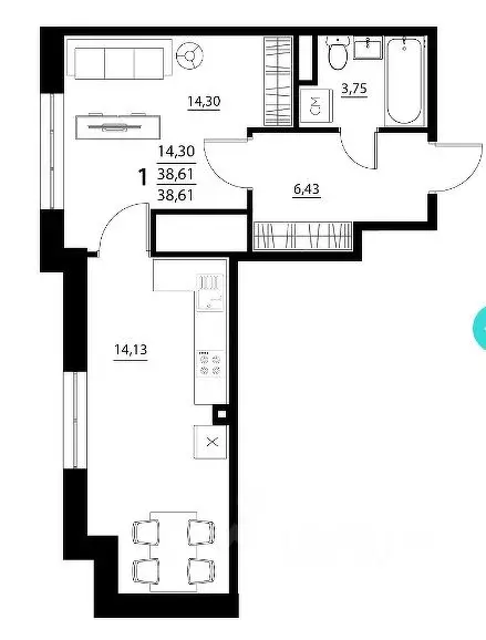 1-к кв. Белгородская область, Белгородский район, Дубовское с/пос, с. ... - Фото 0