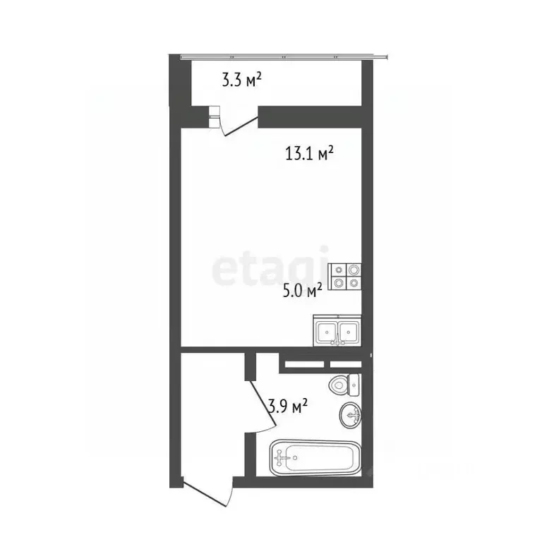 Студия Ростовская область, Ростов-на-Дону Берберовка мкр, ул. ... - Фото 1