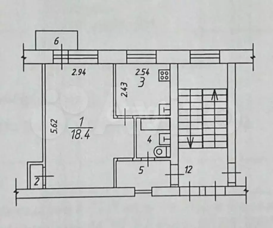 1-к. квартира, 30 м, 4/5 эт. - Фото 0