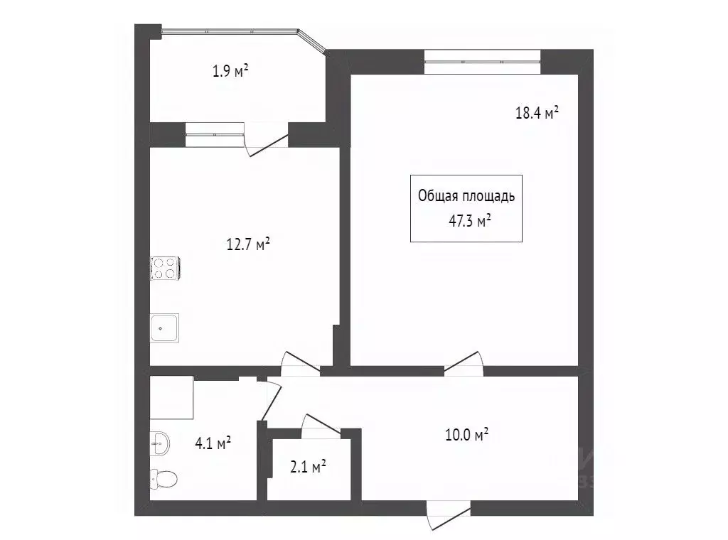 2-к кв. Томская область, Северск ул. Калинина, 147 (51.0 м) - Фото 2