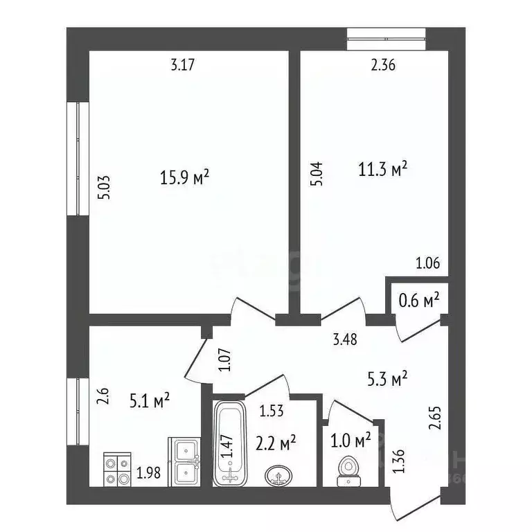 2-к кв. Томская область, Шегарское с/пос, с. Мельниково ул. Школьная, ... - Фото 2