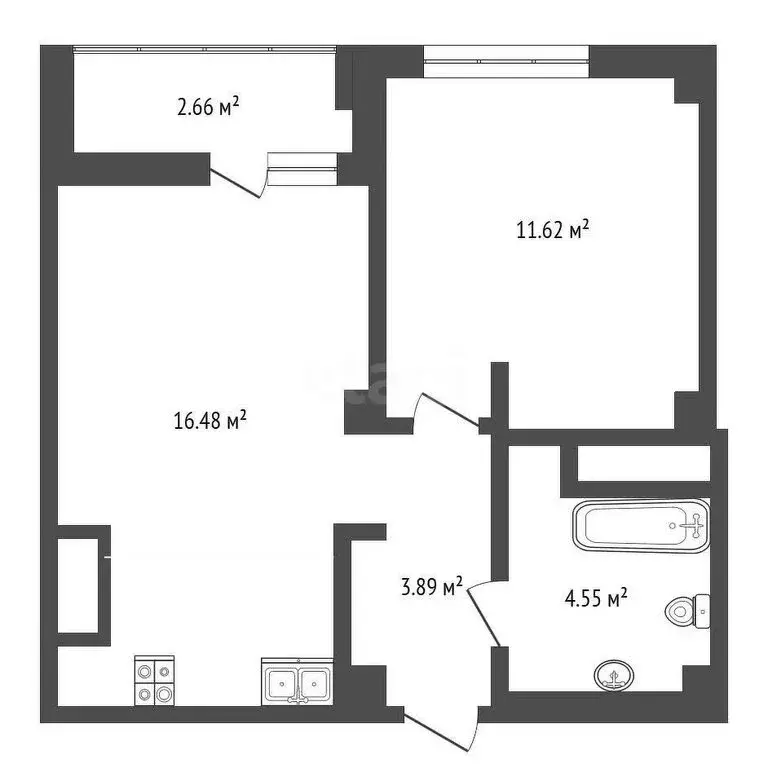 1-комнатная квартира: Тюмень, улица Константина Посьета, 6 (37 м) - Фото 0