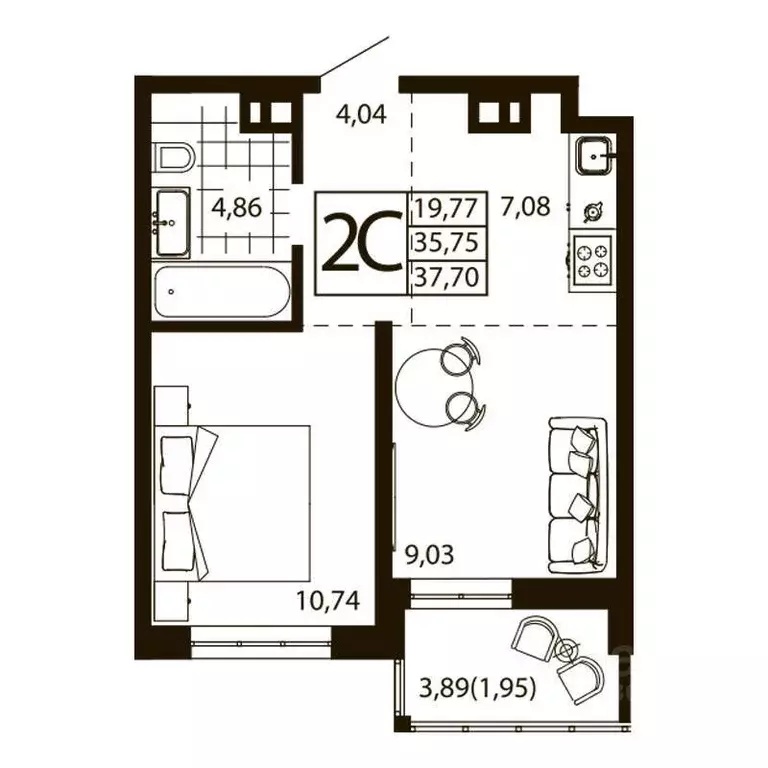 1-к кв. Ростовская область, Ростов-на-Дону ул. Текучева, 370/3 (37.7 ... - Фото 0