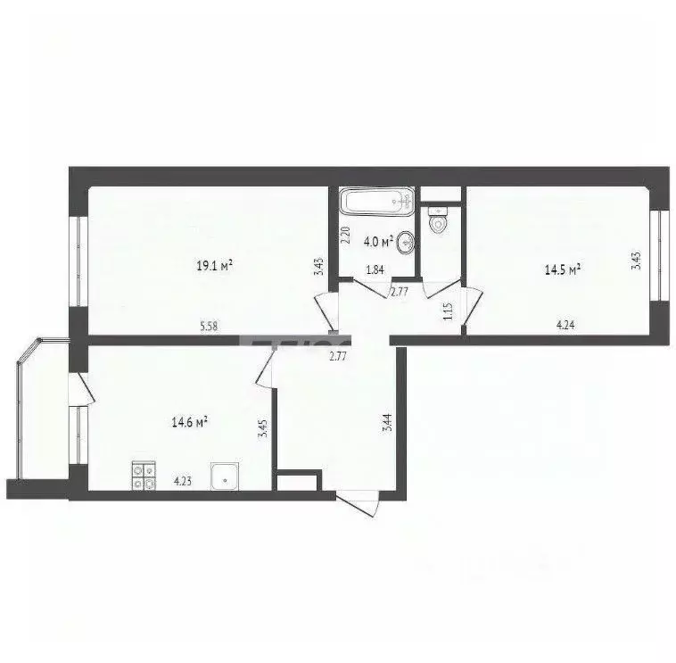 2-к кв. Тюменская область, Тюмень ул. Николая Семенова, 31к2 (66.0 м) - Фото 1