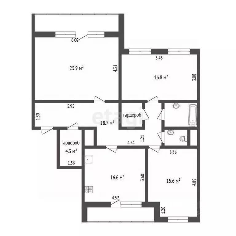3-к кв. Тюменская область, Тюмень ул. Самарцева, 29 (107.0 м) - Фото 2