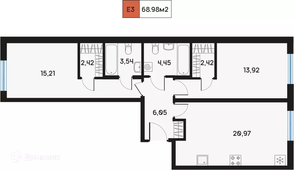 Продаётся 2-к квартира, 69.1 м - Фото 0