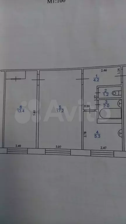 2-к. квартира, 43,3 м, 2/5 эт. - Фото 0