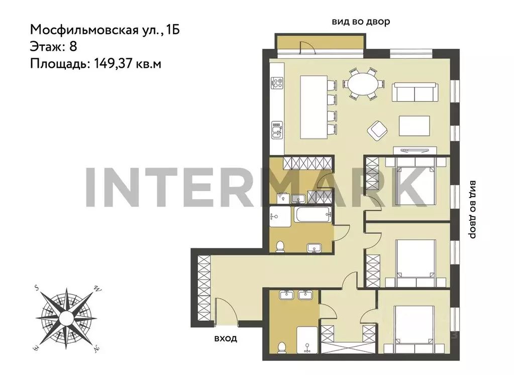 4-к кв. Москва Мосфильмовская ул., 1к7 (149.37 м) - Фото 1