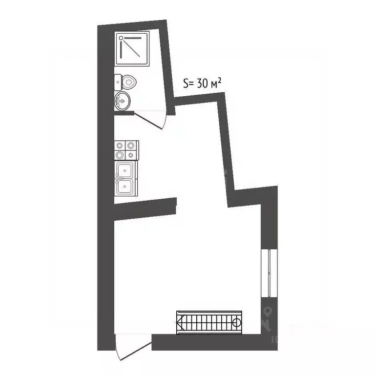 1-к кв. Санкт-Петербург Коломенская ул., 33/40 (30.0 м) - Фото 1