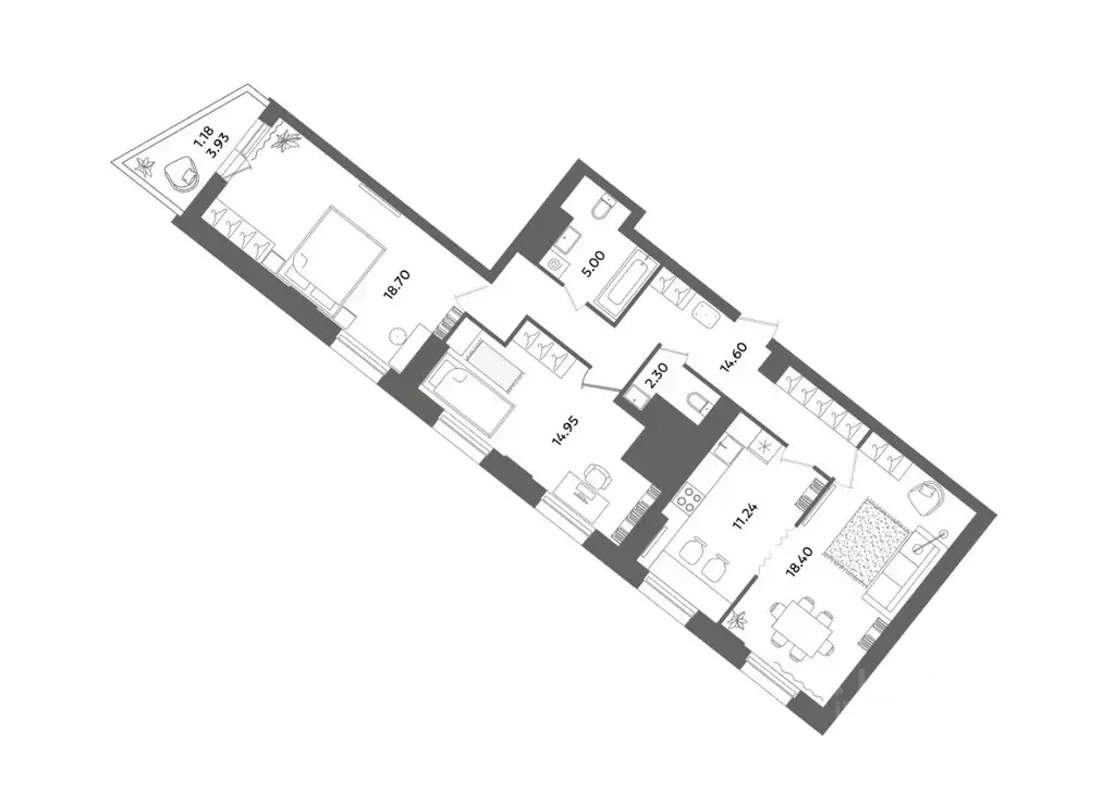 3-к кв. Санкт-Петербург ул. Кустодиева, 7к1 (90.9 м) - Фото 1