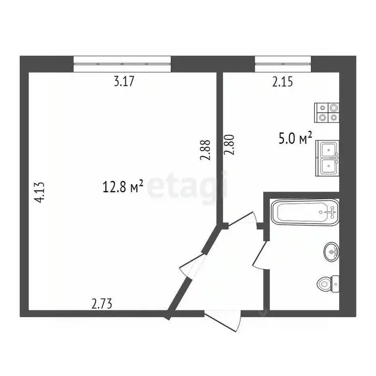 1-к кв. Калужская область, Калуга пер. Калинина, 5 (21.7 м) - Фото 2