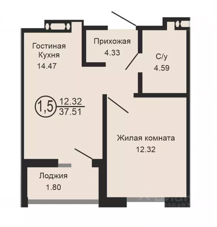 1-к кв. Оренбургская область, Оренбург Комсомольская ул., 199/1 (38.0 ... - Фото 0