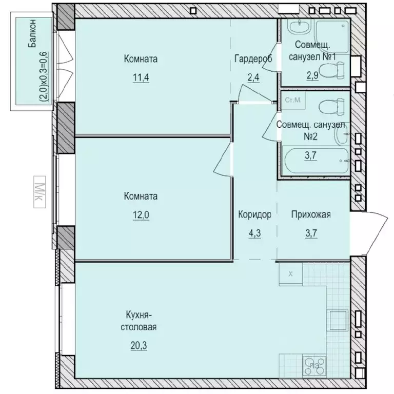 2-к кв. Удмуртия, Завьяловский район, с. Первомайский Санвилл жилой ... - Фото 1