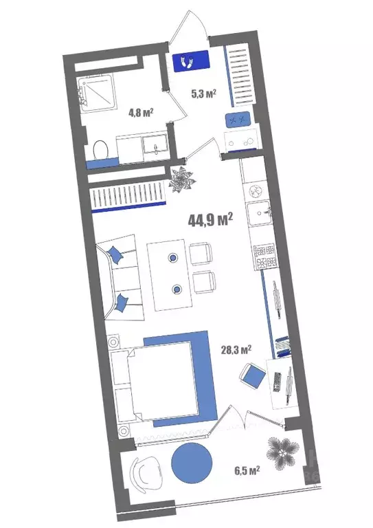 1-к кв. Крым, Судак ул. Набережная, 75 (44.9 м) - Фото 1