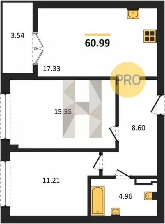 2-к кв. Калининградская область, Гурьевск Включи жилой комплекс (59.22 ... - Фото 1