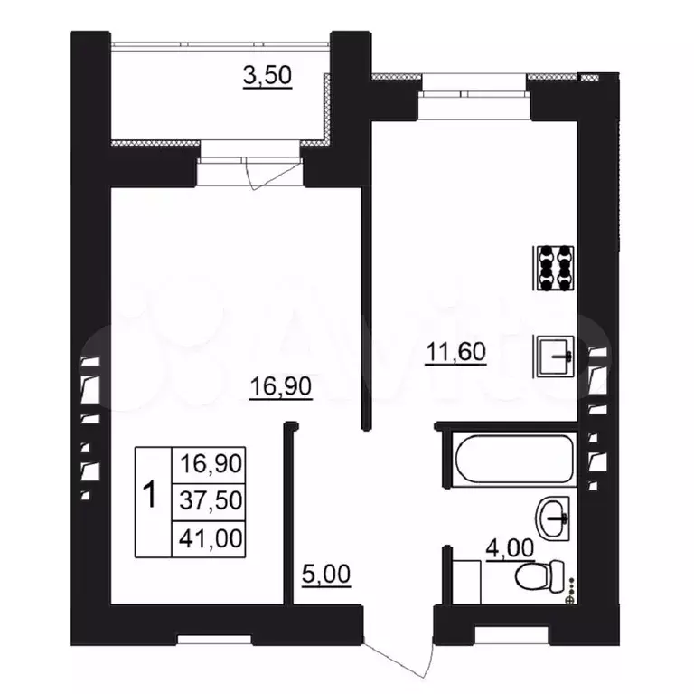 1-к. квартира, 41м, 2/12эт. - Фото 0