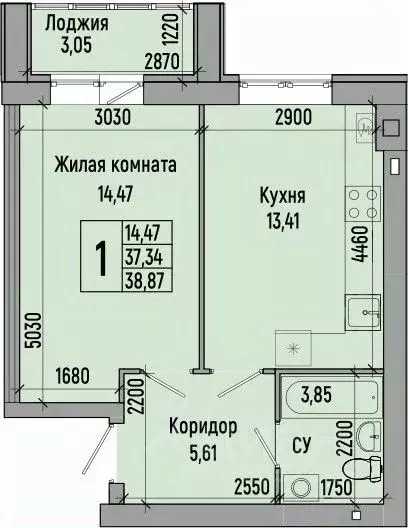 1-к кв. Волгоградская область, Волгоград ул. Иссы Плиева, 6Б (38.87 м) - Фото 0