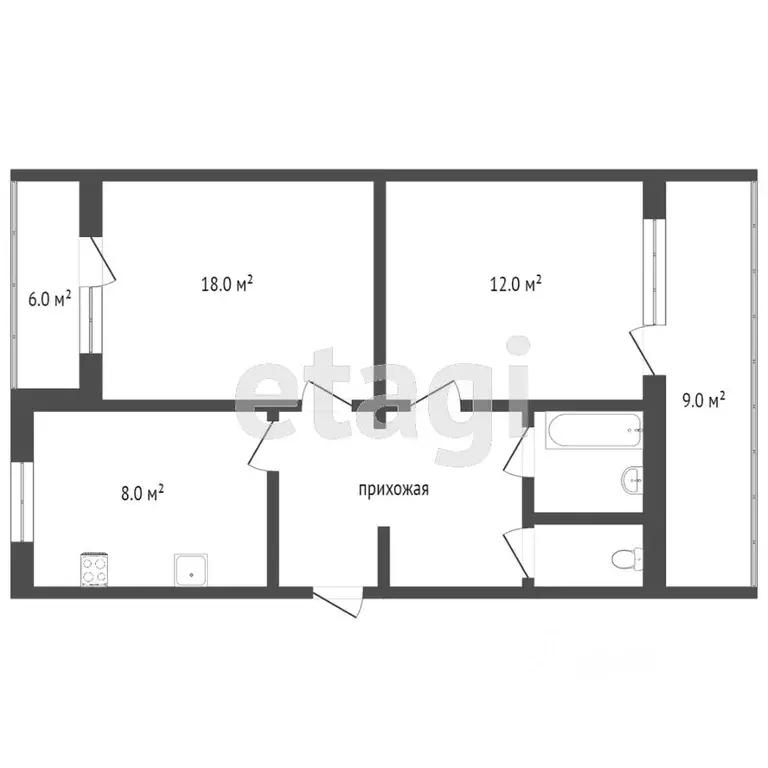 2-к кв. Севастополь ул. Косарева, 27 (62.5 м) - Фото 1