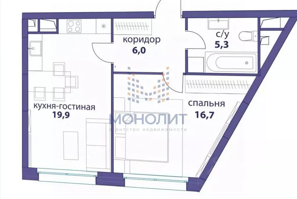 1-к кв. Москва ул. Василия Ланового, 3 (48.3 м) - Фото 1