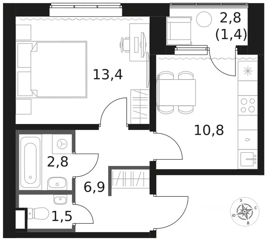 1-к кв. Московская область, Химки Клязьма-Старбеево мкр, Международный ... - Фото 2