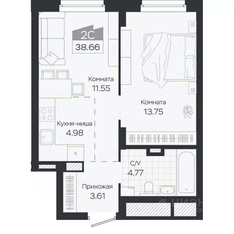 2-к кв. Новосибирская область, Новосибирский район, Краснообск рп ... - Фото 1