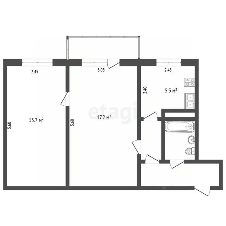 2-к кв. Ярославская область, Рыбинск просп. Ленина, 178 (45.2 м) - Фото 2