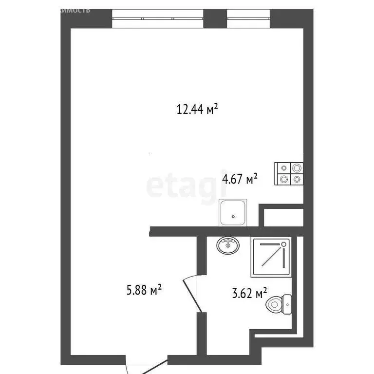 Квартира-студия: Тюмень, улица Юрия Рогачева, 9к2 (26.65 м) - Фото 0