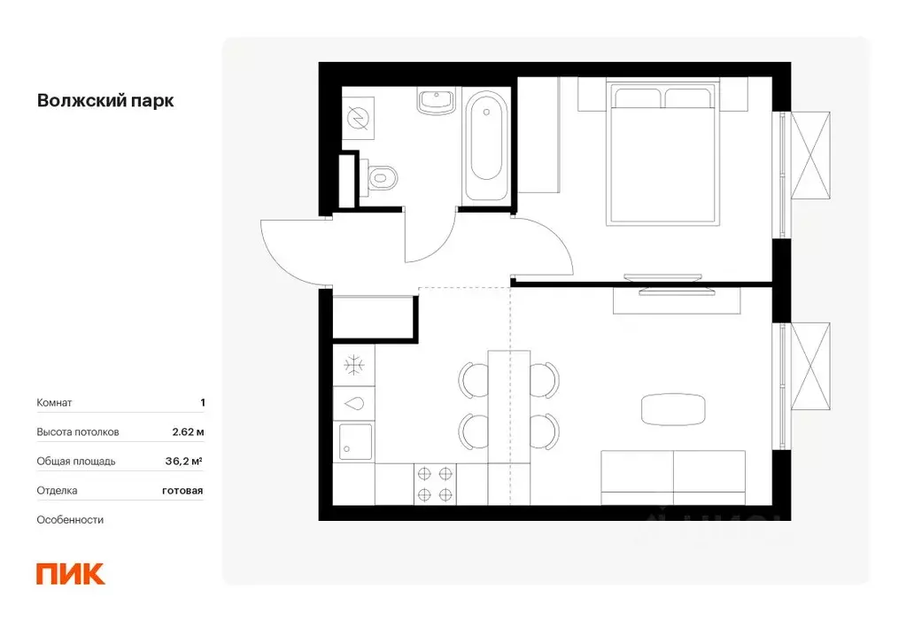 1-к кв. Москва Волжский Парк жилой комплекс (36.2 м) - Фото 0