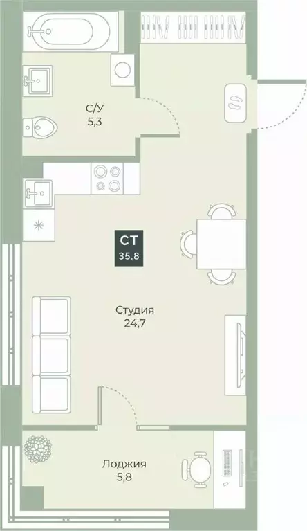 Студия Курганская область, Курган Заозерный жилрайон, 6А мкр, ул. ... - Фото 1