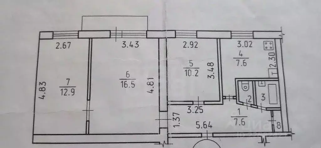 3-к кв. Удмуртия, Ижевск ул. 40 лет Победы, 66 (58.1 м) - Фото 1