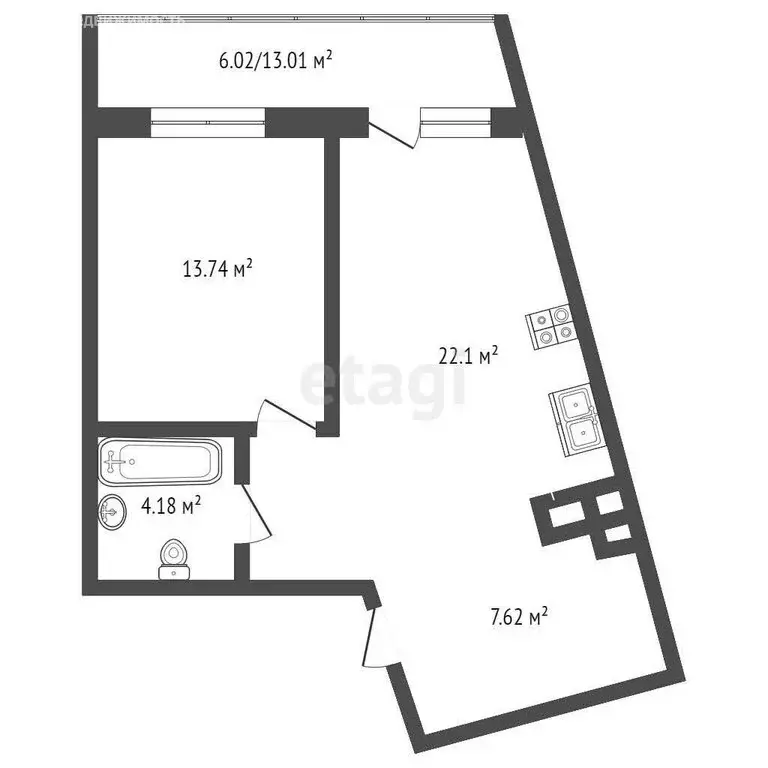 1-комнатная квартира: Тюмень, жилой комплекс Машаров (53.22 м) - Фото 0