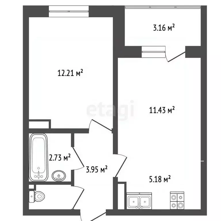 1-к кв. Чувашия, Чебоксары ул. Академика В.Н.Челомея, 14 (40.1 м) - Фото 2