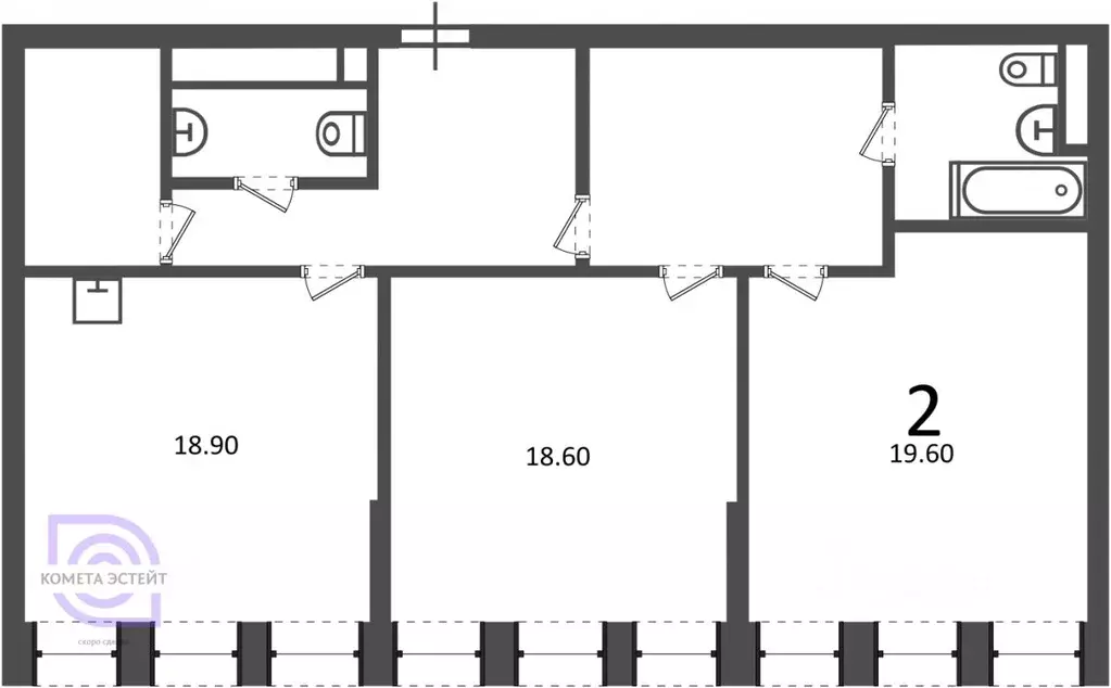 2-к кв. Москва ул. Светланова, 11к2 (89.3 м) - Фото 1