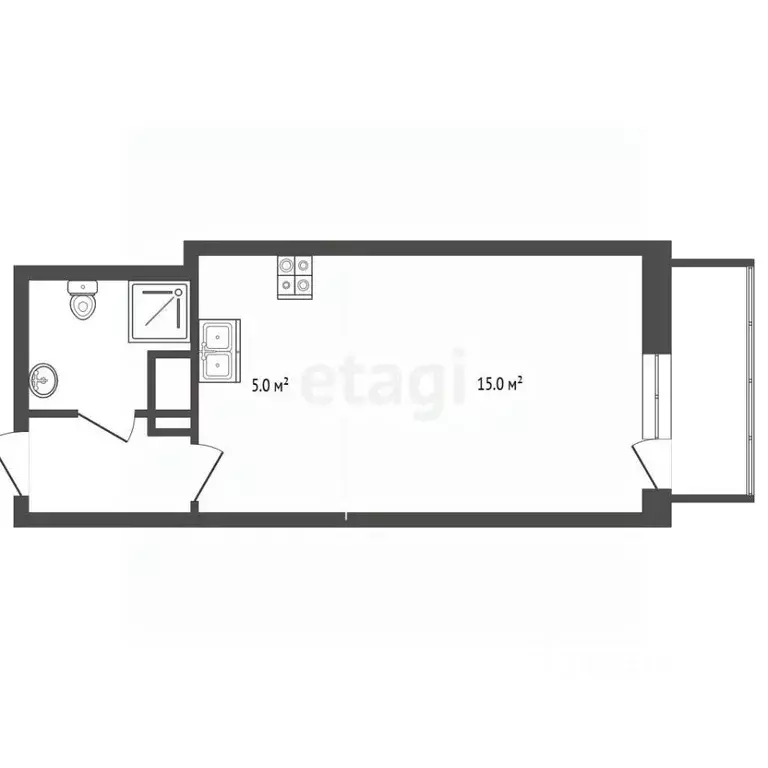 Студия Пермский край, Пермь ул. Вильямса, 51А (25.0 м) - Фото 2