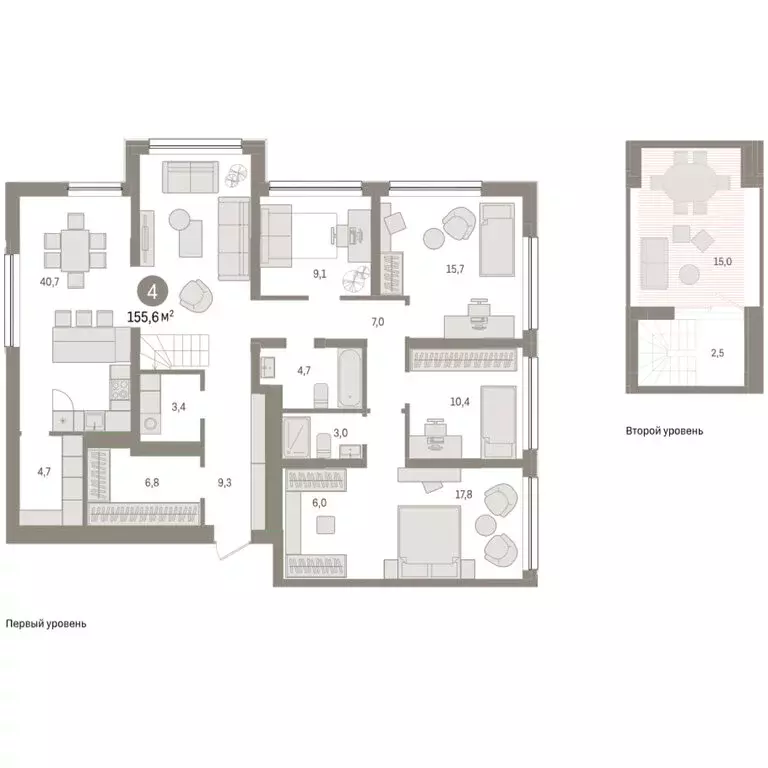 4-комнатная квартира: Тюмень, Мысовская улица, 26к1 (155.62 м) - Фото 2