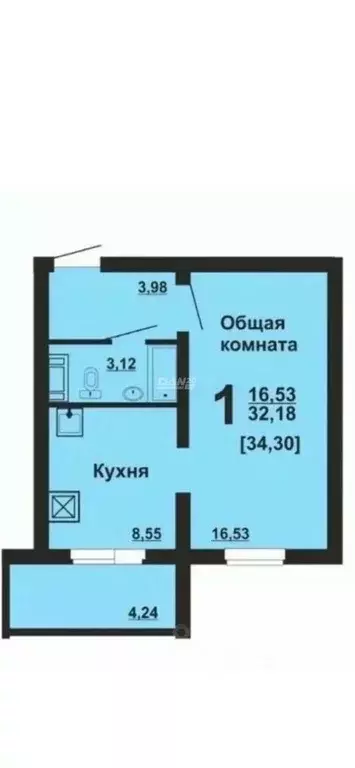 1-к кв. Челябинская область, Челябинск ул. Бейвеля, 43 (32.1 м) - Фото 1