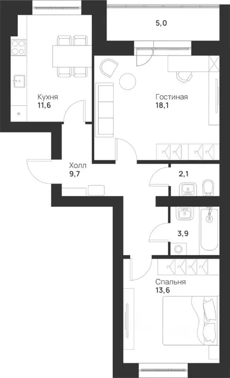 2-к кв. Тульская область, Тула ул. Героев России, 2 (64.0 м) - Фото 0
