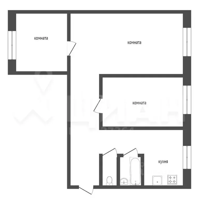 3-к кв. Татарстан, Азнакаево ул. Хасанова, 23 (62.0 м) - Фото 2