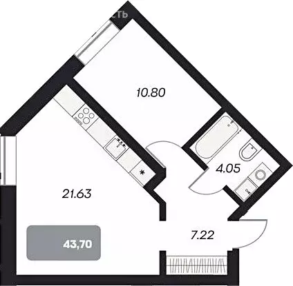 2-комнатная квартира: Новосибирск, площадь Карла Маркса (43.7 м) - Фото 0