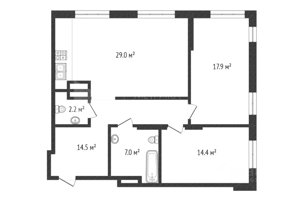 2-к кв. Тюменская область, Тюмень ул. Мельникайте, 32к1 (80.7 м) - Фото 1